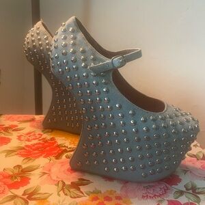 Jeffrey Campbell iconic denim studded platforms